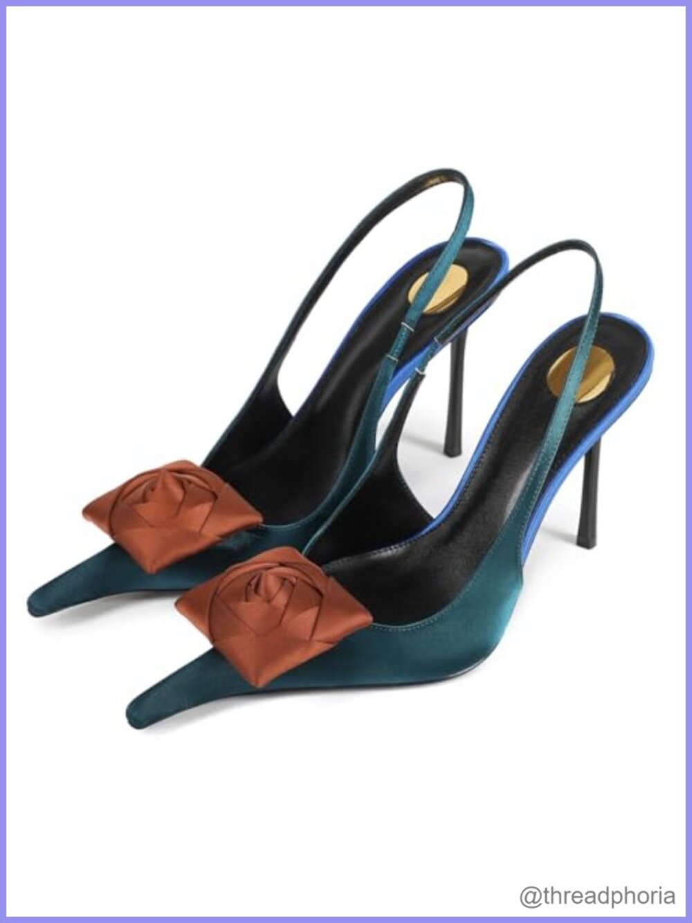Flower High Heels Pointed Toe Stiletto Slingback Pumps Faux Leather Formal